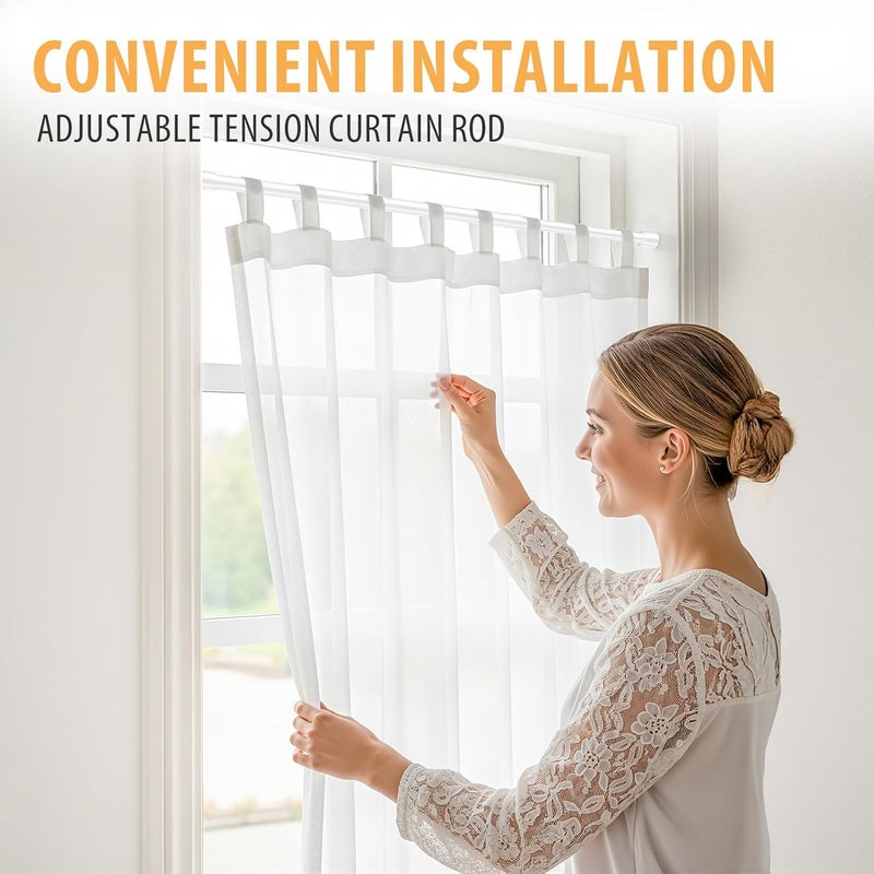 fvonzn 2 Pack Spring Tension Curtain Rod 17-41inch Adjustable Spring Curtain Rods No Drilling White Small Tension Rods Short Tension Rod Closet Rod Expandable Spring Loaded Curtain Rods for Windows - Image 3